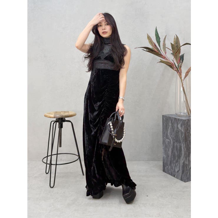 ベロアレースロングワンピース | EVRIS | 詳細画像32 