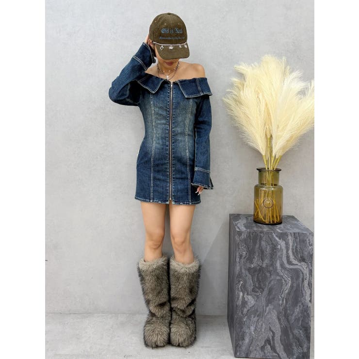 オフショルデニムミニワンピース | EVRIS | 詳細画像15 