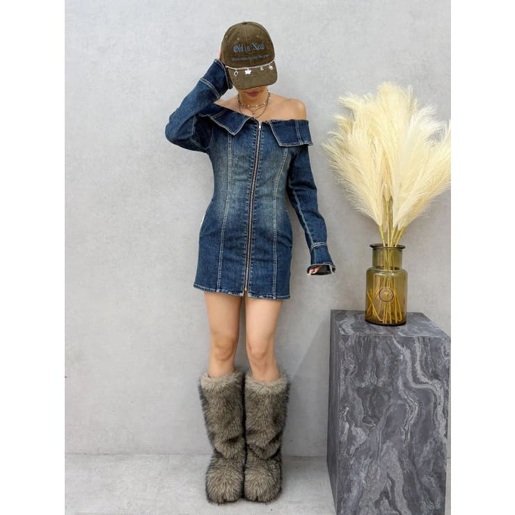 オフショルデニムミニワンピース | EVRIS | 詳細画像16 