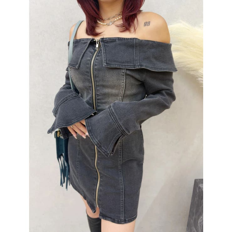 オフショルデニムミニワンピース | EVRIS | 詳細画像18 