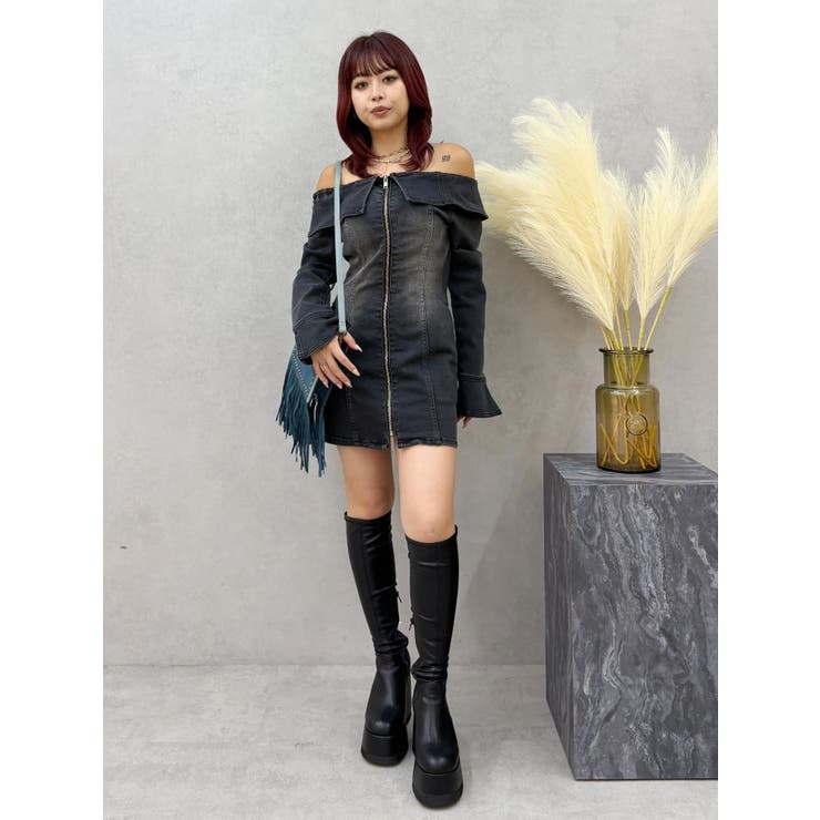 オフショルデニムミニワンピース | EVRIS | 詳細画像21 