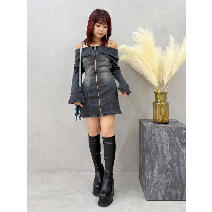 オフショルデニムミニワンピース | EVRIS | 詳細画像23 