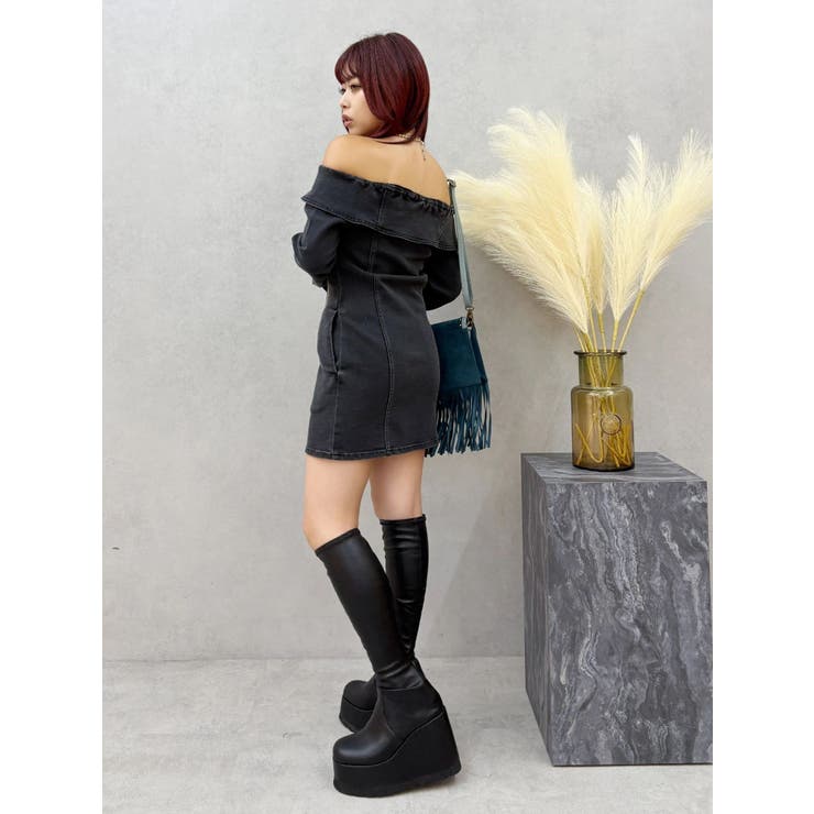 オフショルデニムミニワンピース | EVRIS | 詳細画像25 