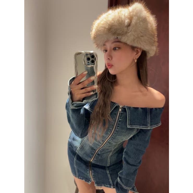 オフショルデニムミニワンピース | EVRIS | 詳細画像4 