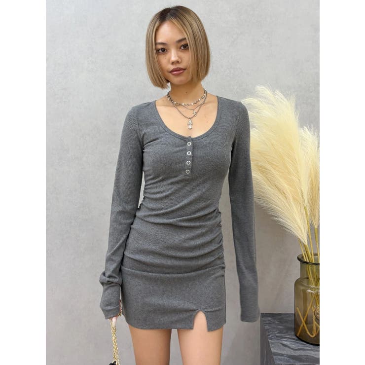 ヘンリーネックカットミニワンピース | EVRIS | 詳細画像3 