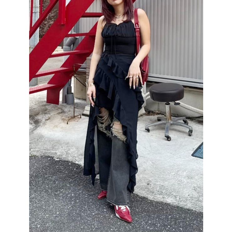 ギャザーアシンメトリーロングワンピース | EVRIS | 詳細画像10 