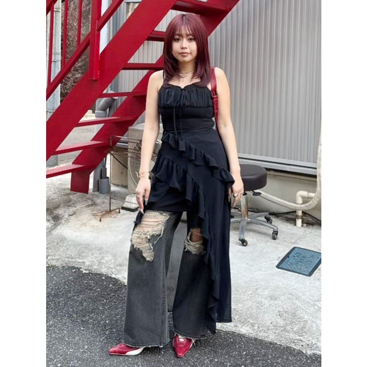 ギャザーアシンメトリーロングワンピース | EVRIS | 詳細画像11 