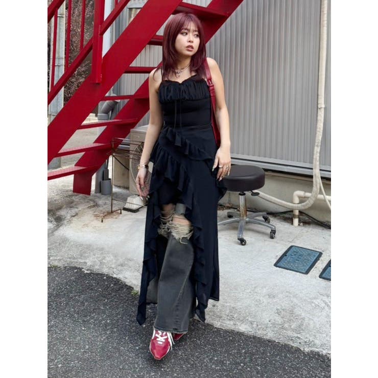 ギャザーアシンメトリーロングワンピース | EVRIS | 詳細画像8 