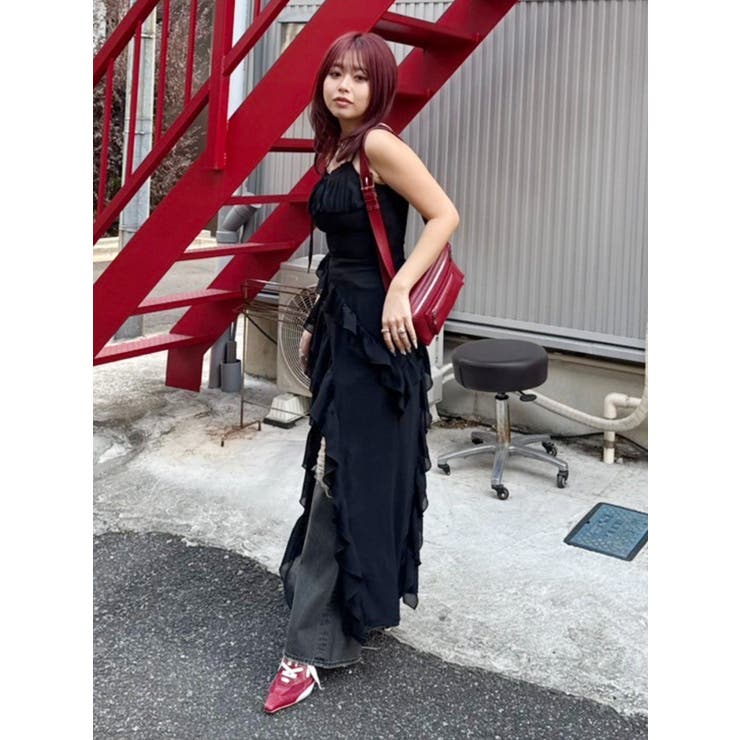 ギャザーアシンメトリーロングワンピース | EVRIS | 詳細画像9 