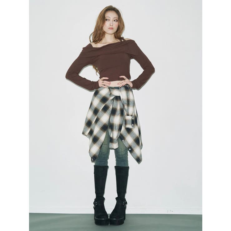 フードチェックオーバーサイズシャツ【セットアップ着用可能】 | EVRIS | 詳細画像11 