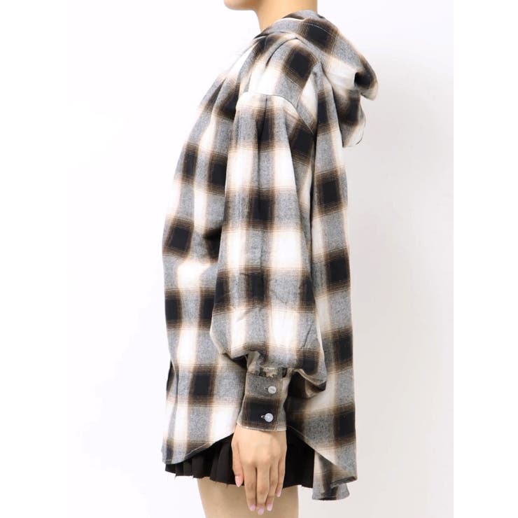 フードチェックオーバーサイズシャツ【セットアップ着用可能】 | EVRIS | 詳細画像28 