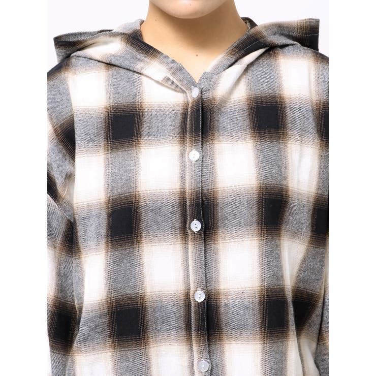 フードチェックオーバーサイズシャツ【セットアップ着用可能】 | EVRIS | 詳細画像30 