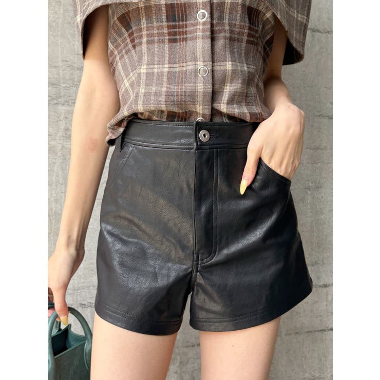 Amazon.co.jp: レザーショートパンツ ブラックレザーショート