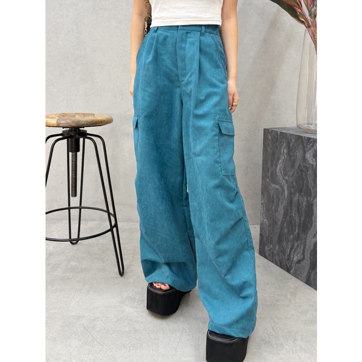 ブルー | レオパードルーズカーゴパンツ | EVRIS