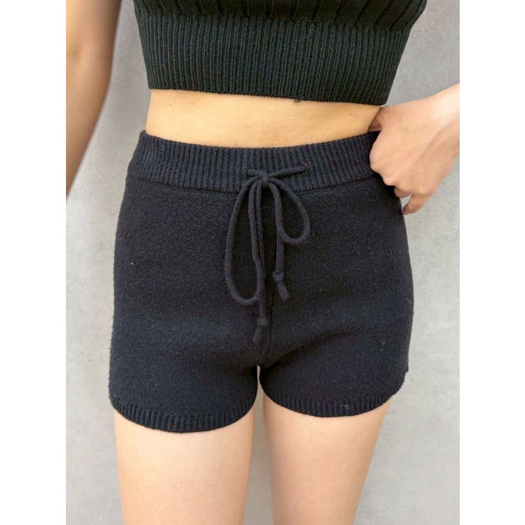 ブラック | ハイゲージニットショートパンツ | EVRIS