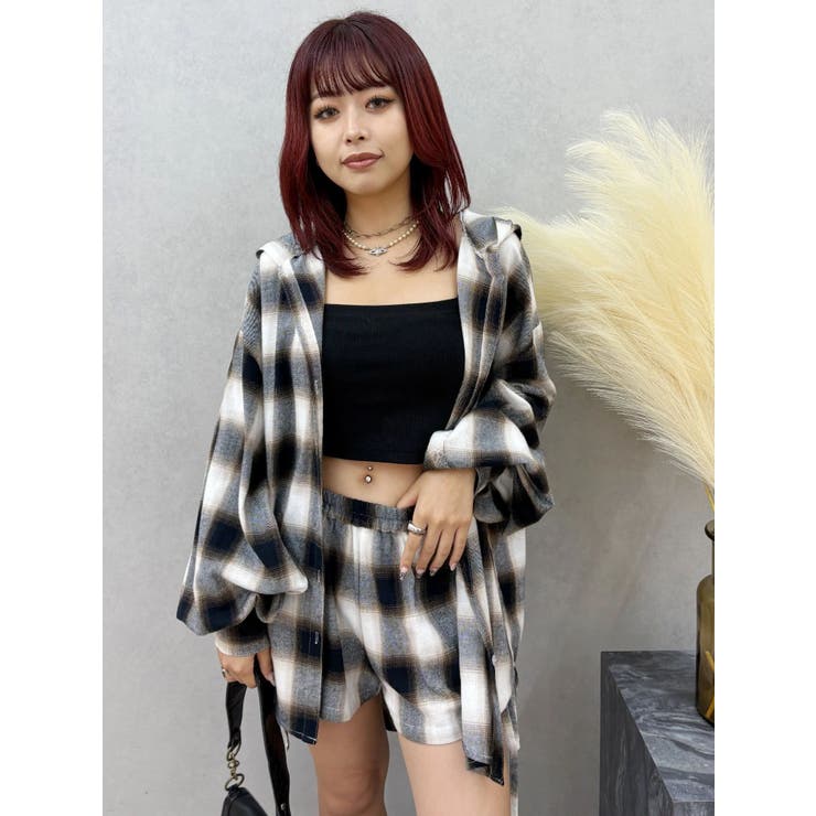 サイドギャザーチェックショートパンツ【セットアップ着用可能】 | EVRIS | 詳細画像20 