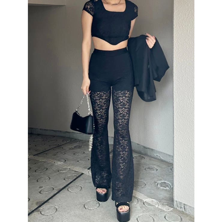 ハイウエストレースフレアパンツ | EVRIS | 詳細画像19 