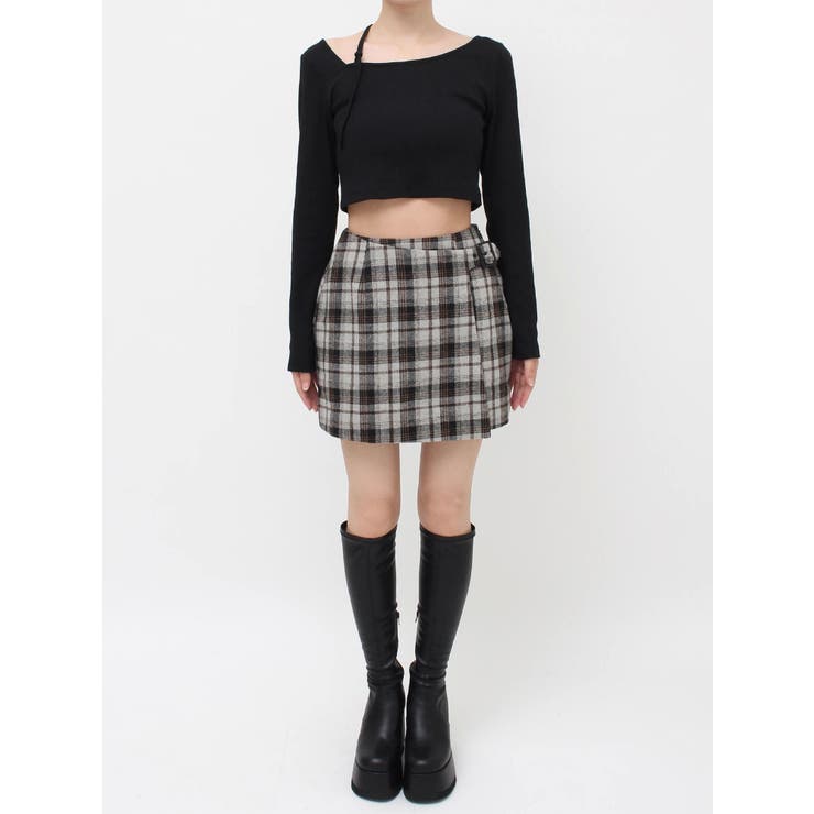 ラップチェックミニスカート【セットアップ着用可能】 | EVRIS | 詳細画像36 