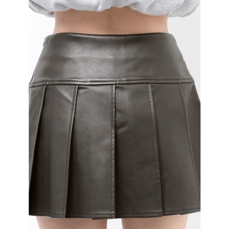ヴィンテージライクフェイクレザープリーツミニスカート【セットアップ着用可能】 | EVRIS | 詳細画像45 