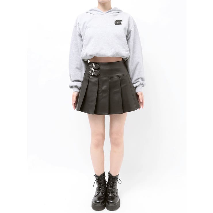 ヴィンテージライクフェイクレザープリーツミニスカート【セットアップ着用可能】 | EVRIS | 詳細画像49 