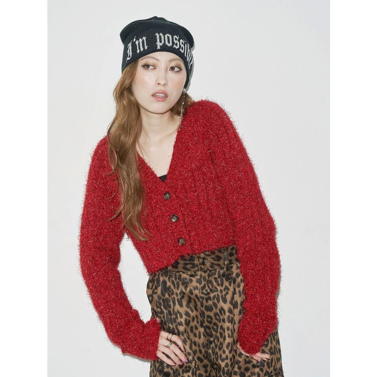 ShowMinorSavage SMS ジャガードビーニー ニット帽 Acid Black Cherry 刺繍つきビーニー ShowMinorSavage SMS