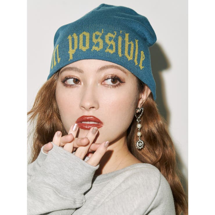 ShowMinorSavage SMS ジャガードビーニー ニット帽 Acid Black Cherry 刺繍つきビーニー ShowMinorSavage SMS