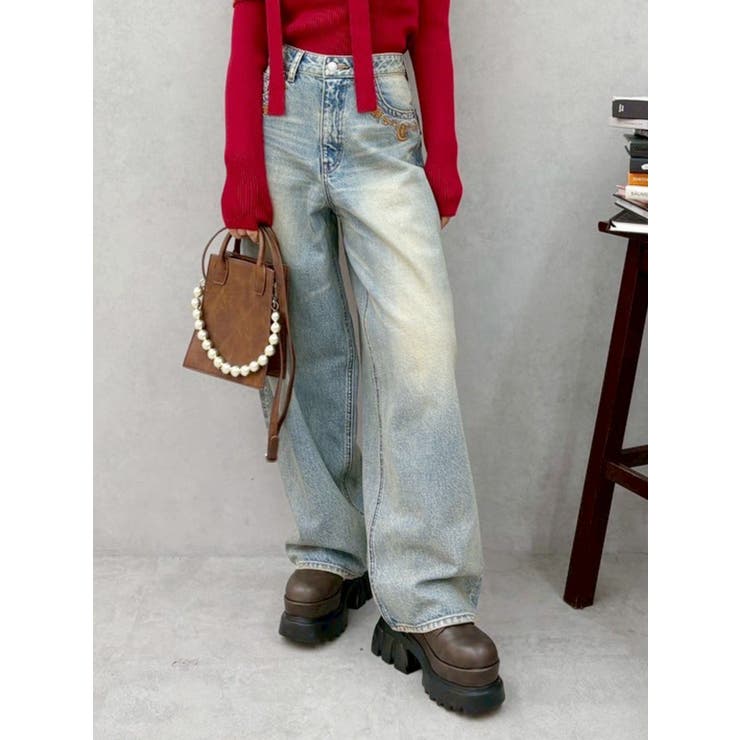 ポケットエンブロイダリーワイドデニムパンツ | EVRIS | 詳細画像1 