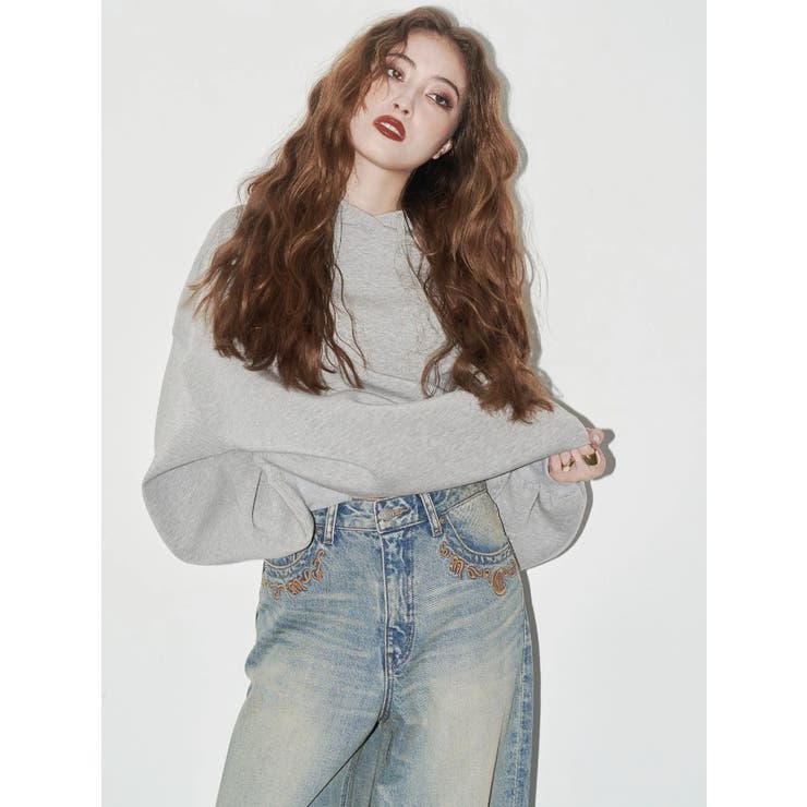 ポケットエンブロイダリーワイドデニムパンツ | EVRIS | 詳細画像10 