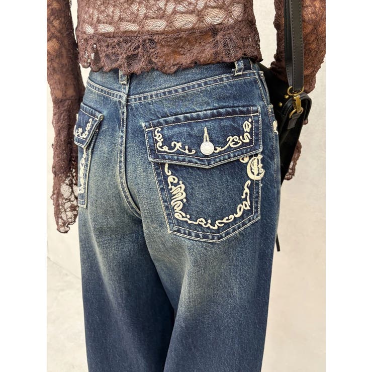 ポケットエンブロイダリーワイドデニムパンツ | EVRIS | 詳細画像16 