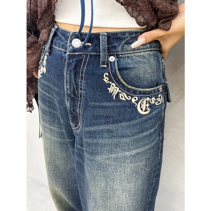 ポケットエンブロイダリーワイドデニムパンツ | EVRIS | 詳細画像17 