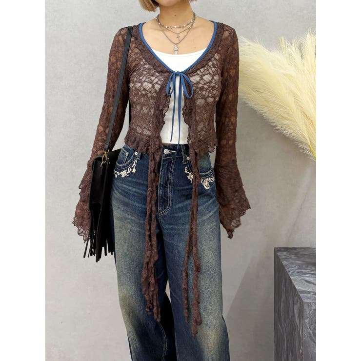 ポケットエンブロイダリーワイドデニムパンツ | EVRIS | 詳細画像18 