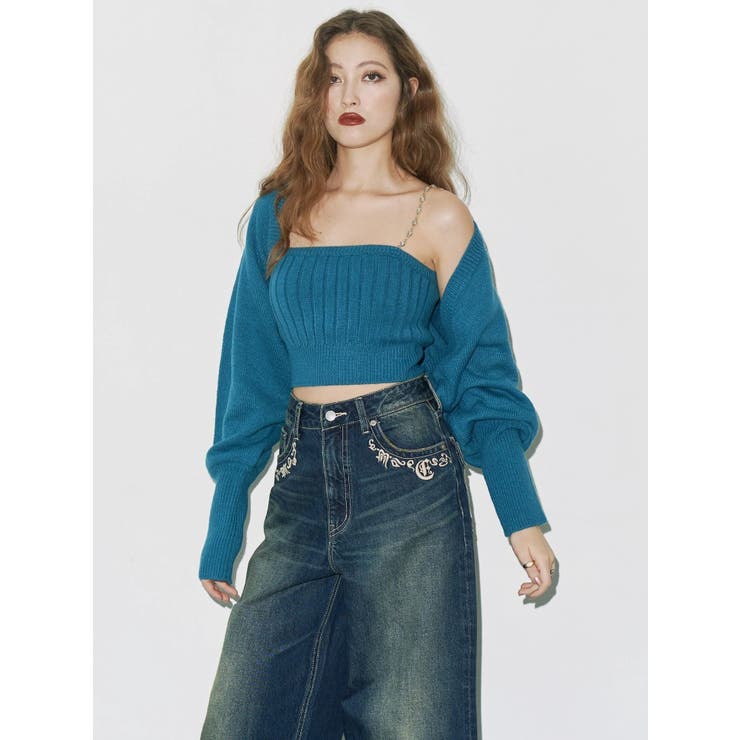 ポケットエンブロイダリーワイドデニムパンツ | EVRIS | 詳細画像2 