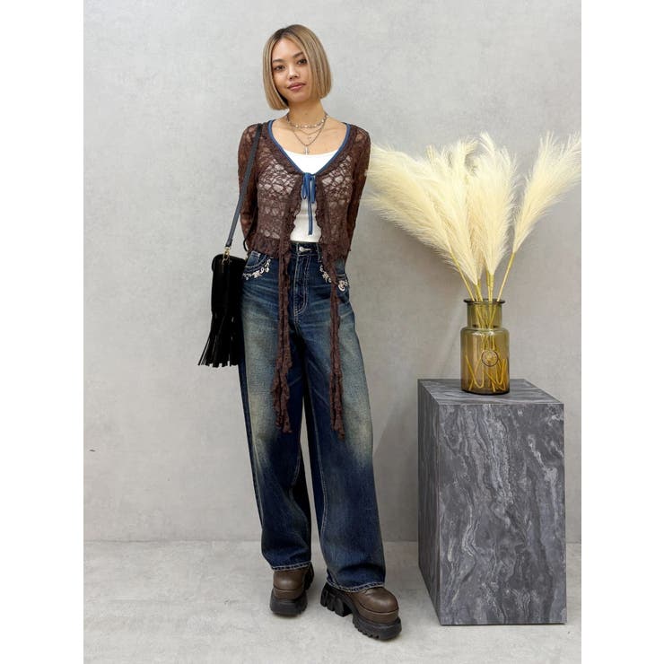 ポケットエンブロイダリーワイドデニムパンツ | EVRIS | 詳細画像21 