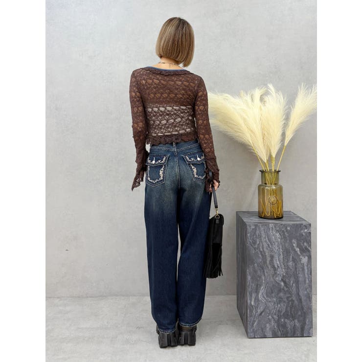 ポケットエンブロイダリーワイドデニムパンツ | EVRIS | 詳細画像23 