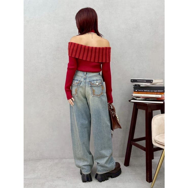 ポケットエンブロイダリーワイドデニムパンツ | EVRIS | 詳細画像26 