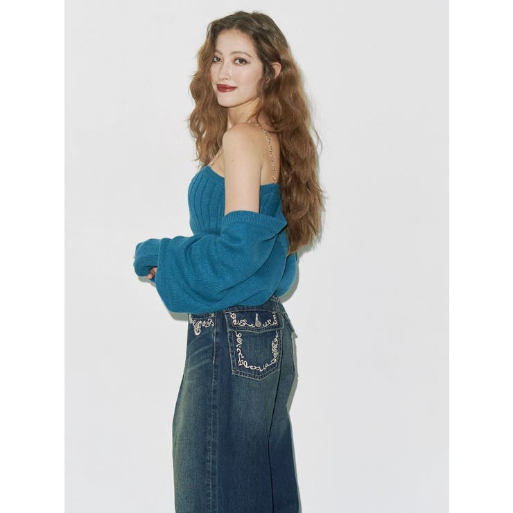 ポケットエンブロイダリーワイドデニムパンツ | EVRIS | 詳細画像3 