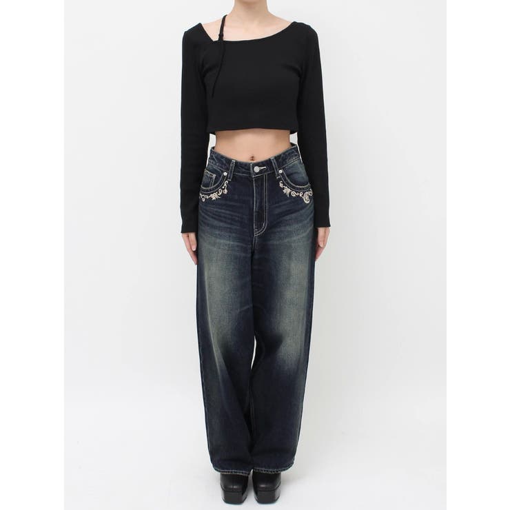 ポケットエンブロイダリーワイドデニムパンツ | EVRIS | 詳細画像36 