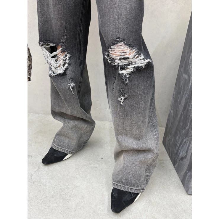 ヴィンテージライクダメージワイドデニムパンツ | EVRIS | 詳細画像10 