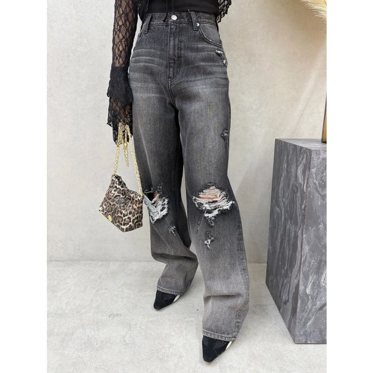 ヴィンテージライクダメージワイドデニムパンツ | EVRIS | 詳細画像11 