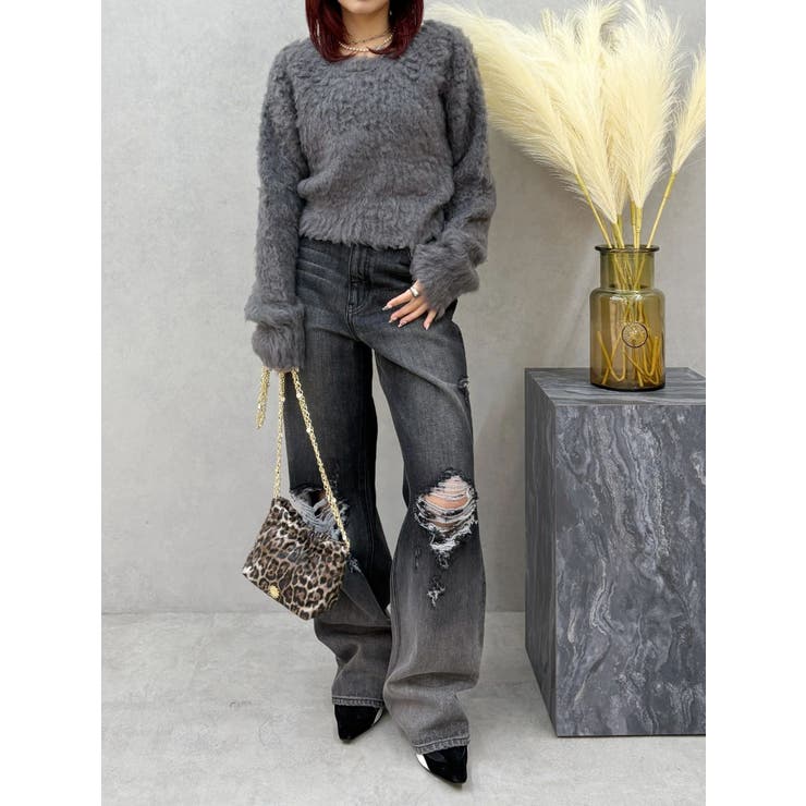 ヴィンテージライクダメージワイドデニムパンツ | EVRIS | 詳細画像17 