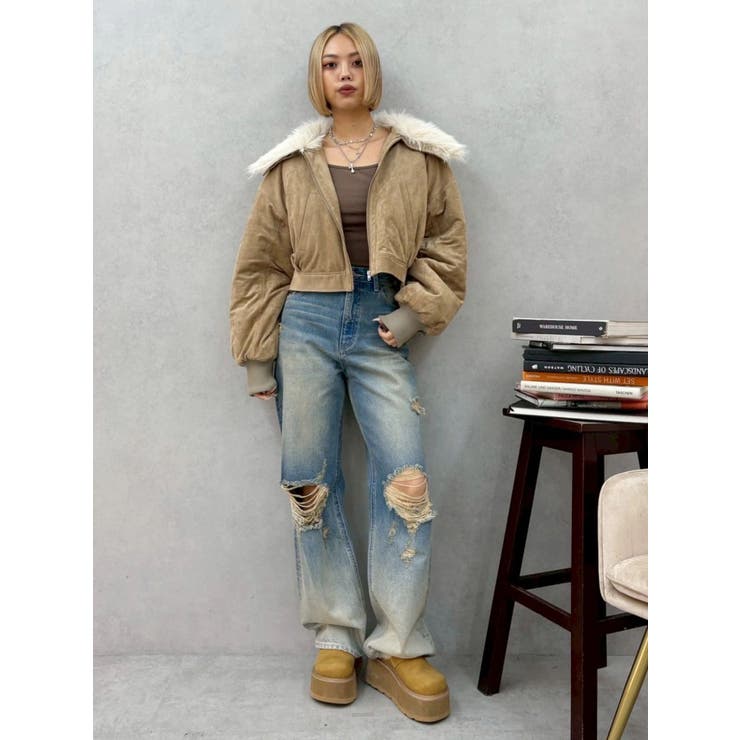 ヴィンテージライクダメージワイドデニムパンツ | EVRIS | 詳細画像20 