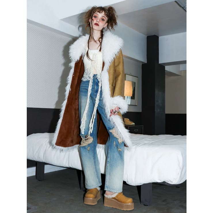 ヴィンテージライクダメージワイドデニムパンツ | EVRIS | 詳細画像25 