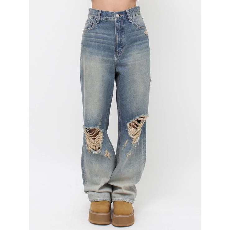 ヴィンテージライクダメージワイドデニムパンツ | EVRIS | 詳細画像27 