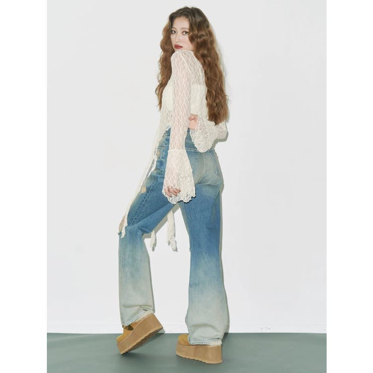 ヴィンテージライクダメージワイドデニムパンツ | EVRIS | 詳細画像6 