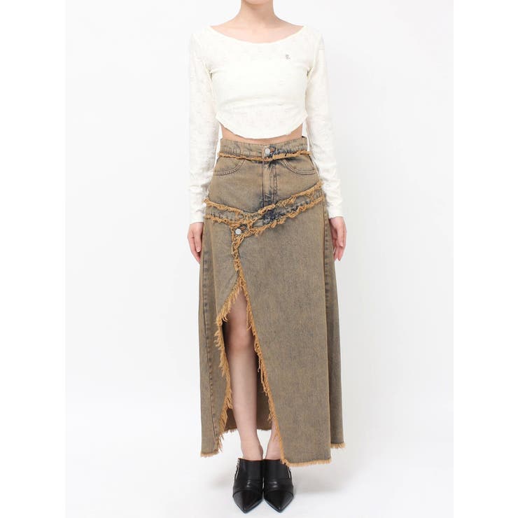 フリンジスリットロングデニムスカート | EVRIS | 詳細画像46 