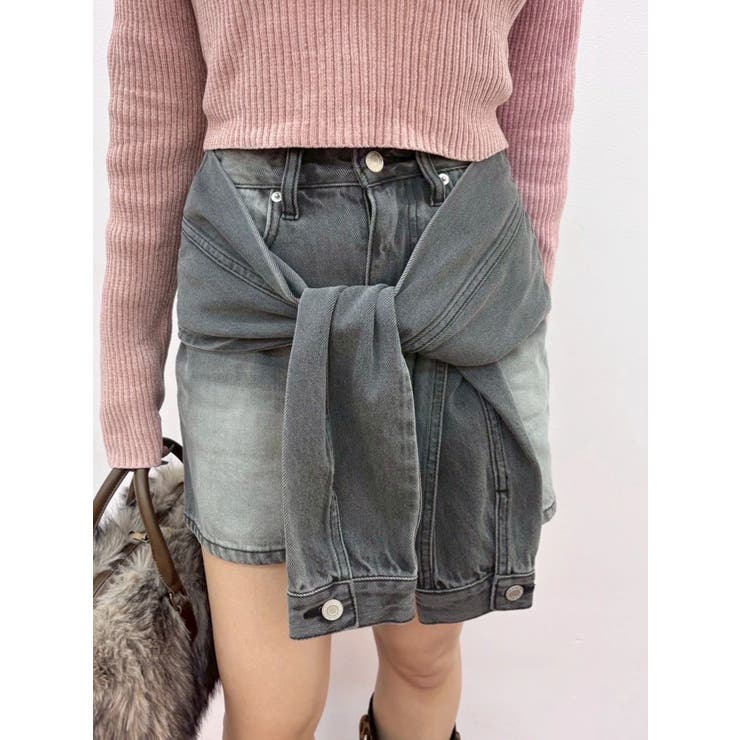 スリーブデザインデニムミニスカート | EVRIS | 詳細画像12 