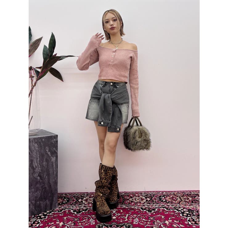 スリーブデザインデニムミニスカート | EVRIS | 詳細画像17 