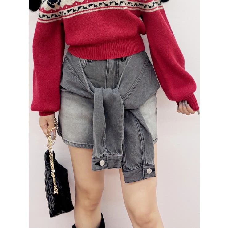 スリーブデザインデニムミニスカート | EVRIS | 詳細画像19 