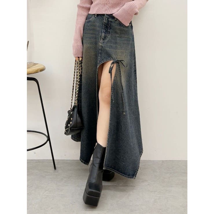 グラデーションスリットロングデニムスカート【セットアップ着用可能】 | EVRIS | 詳細画像1 