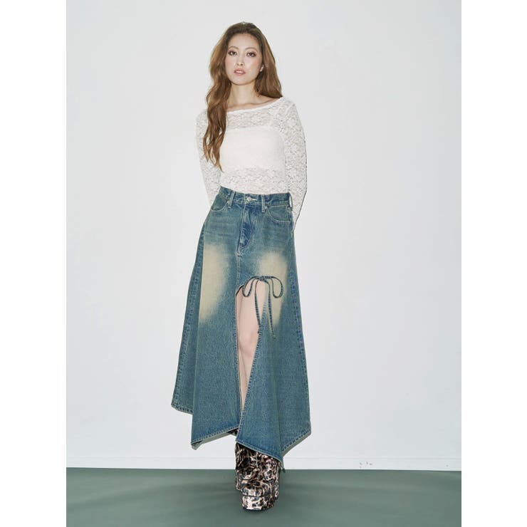 グラデーションスリットロングデニムスカート【セットアップ着用可能】 | EVRIS | 詳細画像13 